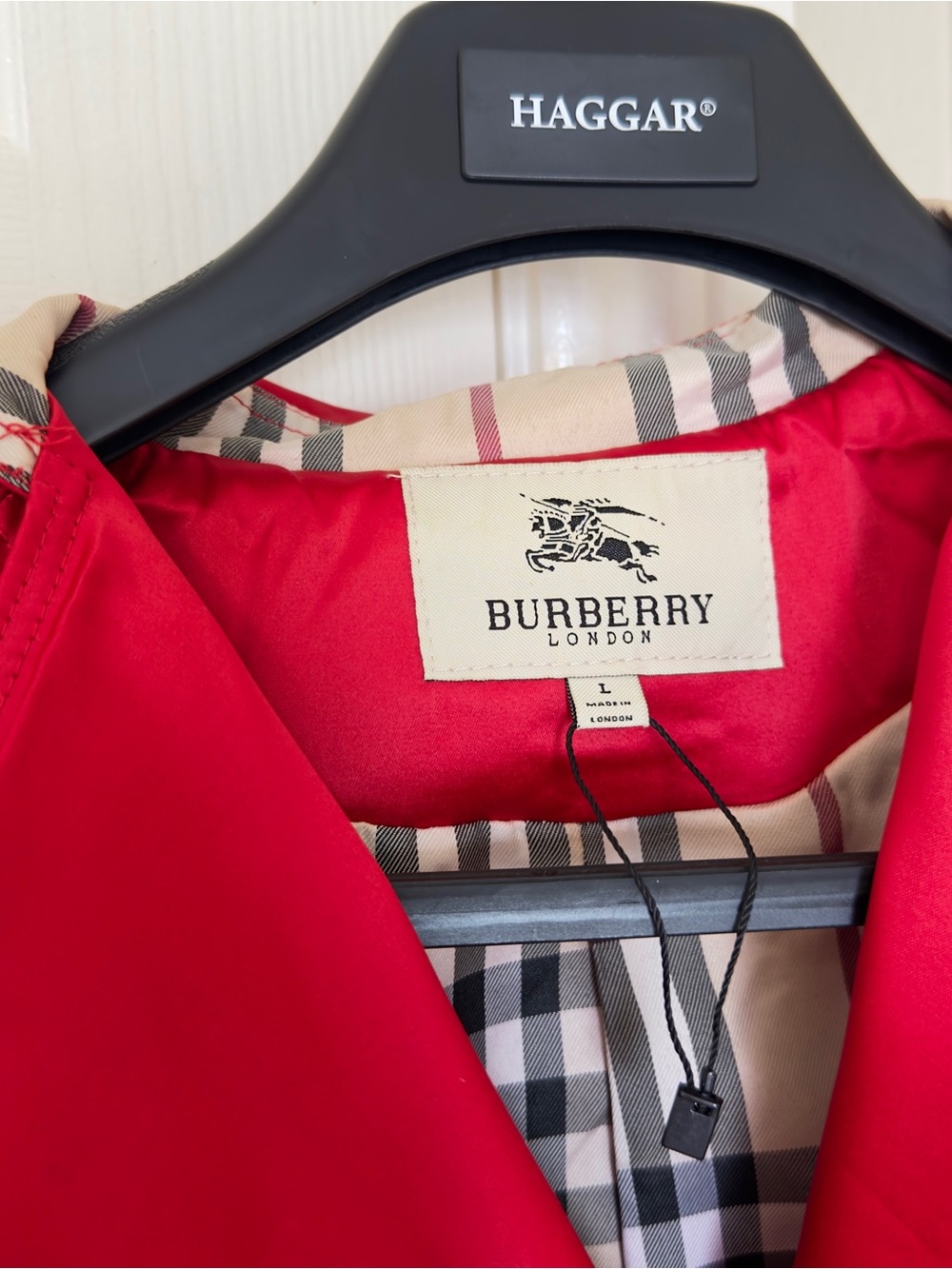 Red Satin Burberry Trench Coat - Picture 2 of 7